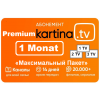 Angebot: Kartina TV Abonnement «Premium-Paket» (16,50€ / Monat) Automatische Vertragsverlängerung u. jederzeitige Kündigungsmöglichkeit mit Frist 1 Monat  VERSAND per E-Mail oder SMS